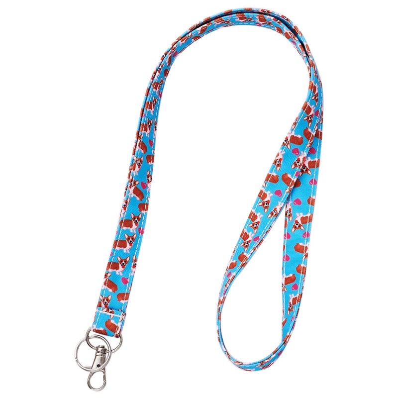 LParkin Corgi Dog Key Lanyard ID Badge Holder - Cotton Fabric Preschool Lanyard - Teacher & Coworker Gift for Her & Boss - Image 1